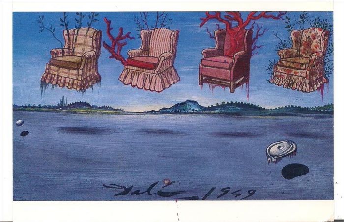 Salvador Dali Ölgemälde - Vier Sessel im Himmel
