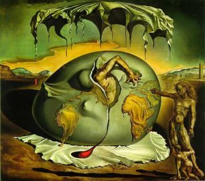 zeitgenössische kunst von Salvador Dali - Geopolitisches Kind beobachtet die Geburt des neuen Menschen