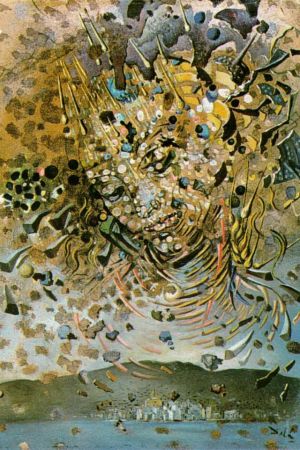 zeitgenössische kunst von Salvador Dali - Kopf mit Weizenkörnern bombardiert