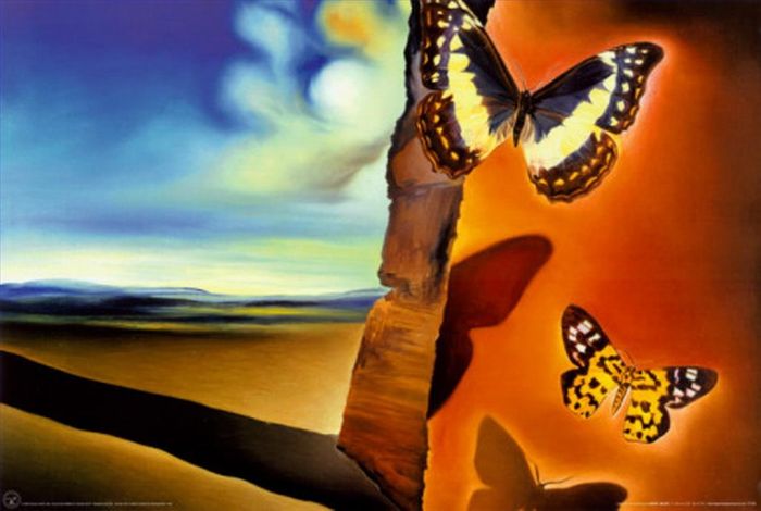 Salvador Dali Ölgemälde - Landschaft mit Schmetterlingen