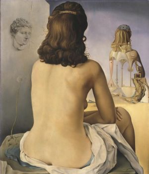 Zeitgenössische Ölmalerei - Meine nackte Frau betrachtet ihr eigenes Fleisch, das zur Treppe wird