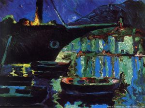zeitgenössische kunst von Salvador Dali - Nacht im Hafen von Cadaques
