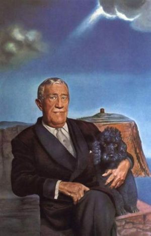 zeitgenössische kunst von Salvador Dali - Porträt von Chester Dale und seinem Hund Coco