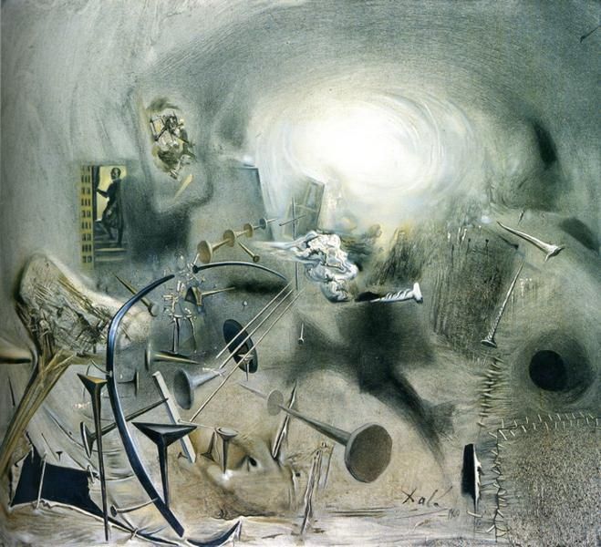 Salvador Dali Ölgemälde - Porträt von Juan de Pareja, der eine Saite seiner Mandoline justiert