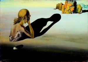 zeitgenössische kunst von Salvador Dali - Reue oder Sphinx eingebettet im Sand