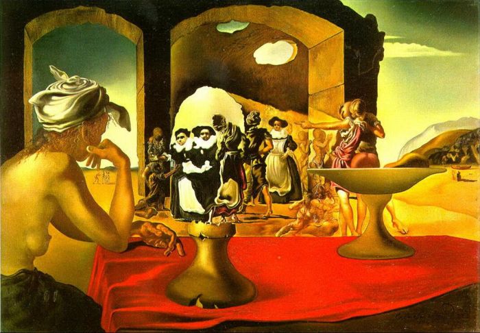 Salvador Dali Ölgemälde - Sklavenmarkt mit der verschwundenen Büste von Voltaire