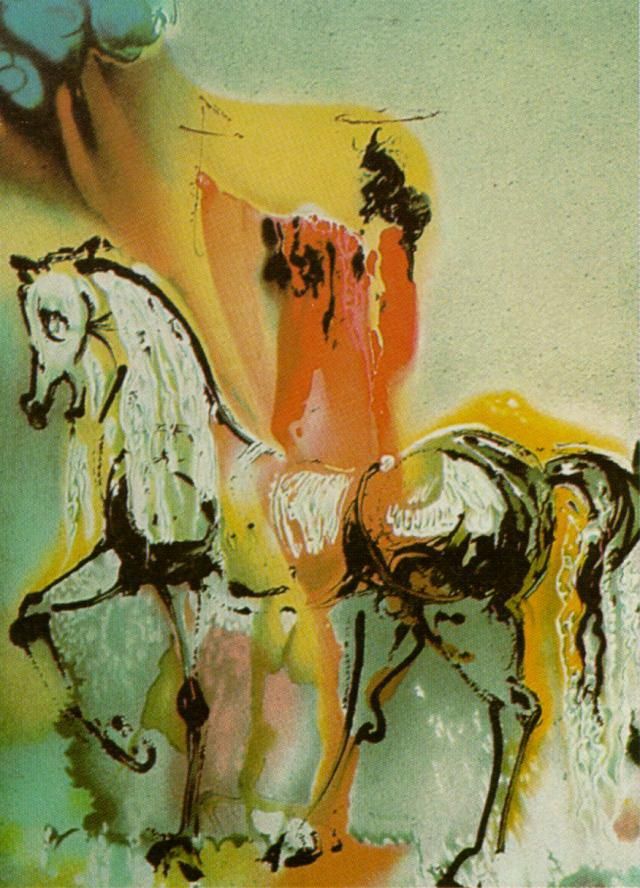 Salvador Dali Ölgemälde - Die Pferde des christlichen Ritters Dali