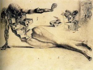 zeitgenössische kunst von Salvador Dali - Stadt der Schubladen