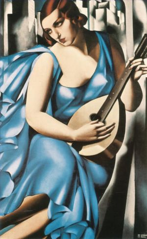 zeitgenössische kunst von Tamara de Lempicka - Blaue Frau mit Gitarre 1929