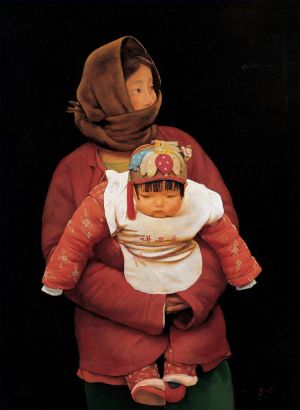 zeitgenössische kunst von Wang Yidong - Mutter und Kind