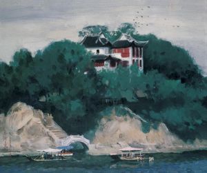 zeitgenössische kunst von Wang Yidong - Flusslandschaftshügel