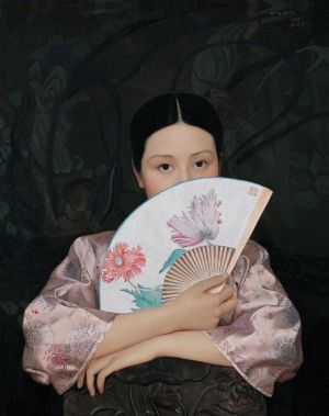 zeitgenössische kunst von Wang Yidong - Frühling und Fächer