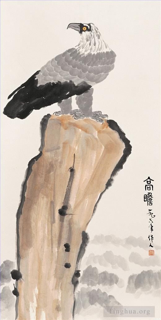 Wu Zuoren Chinesische Kunst - Adler auf Felsen