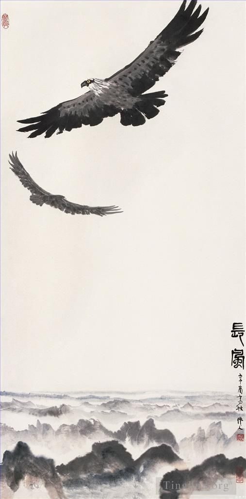 Wu Zuoren Chinesische Kunst - Adler auf dem Berg