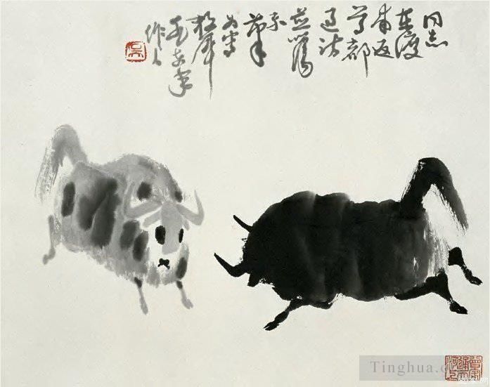 Wu Zuoren Chinesische Kunst - Kampfvieh