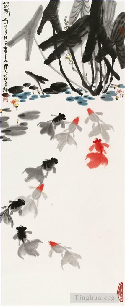 Wu Zuoren Chinesische Kunst - Glück des Teiches 1984