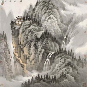 zeitgenössische kunst von Zeng Xianguo - Ein Tempel im Regen