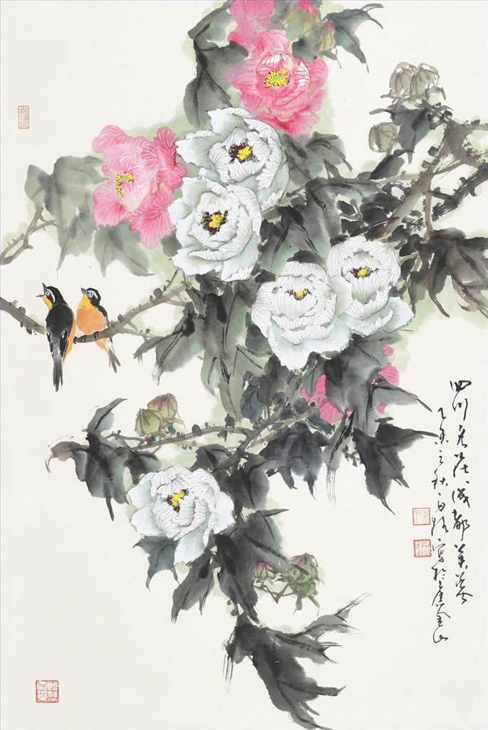 Bai Lu Chinesische Kunst - Gemälde von Blumen und Vögeln im traditionellen chinesischen Stil 2
