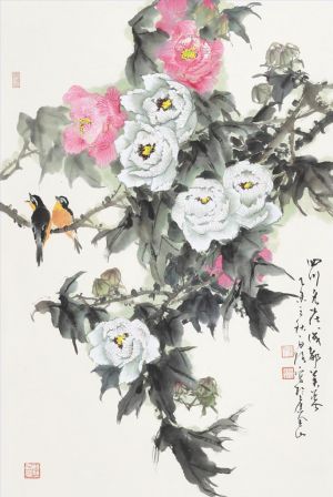 zeitgenössische kunst von Bai Lu - Gemälde von Blumen und Vögeln im traditionellen chinesischen Stil 2