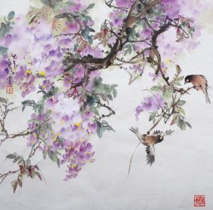 zeitgenössische kunst von Bai Lu - Gemälde von Blumen und Vögeln im traditionellen chinesischen Stil 5