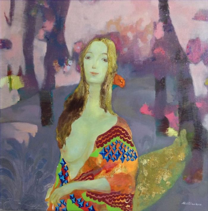 Chen Mutian Andere Malerei - Wenn ich so strahlend lächle wie das Blumenmeer dahinter