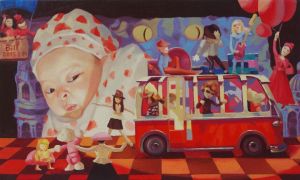 Zeitgenössische Ölmalerei - Spielzeugauto von Xinxin
