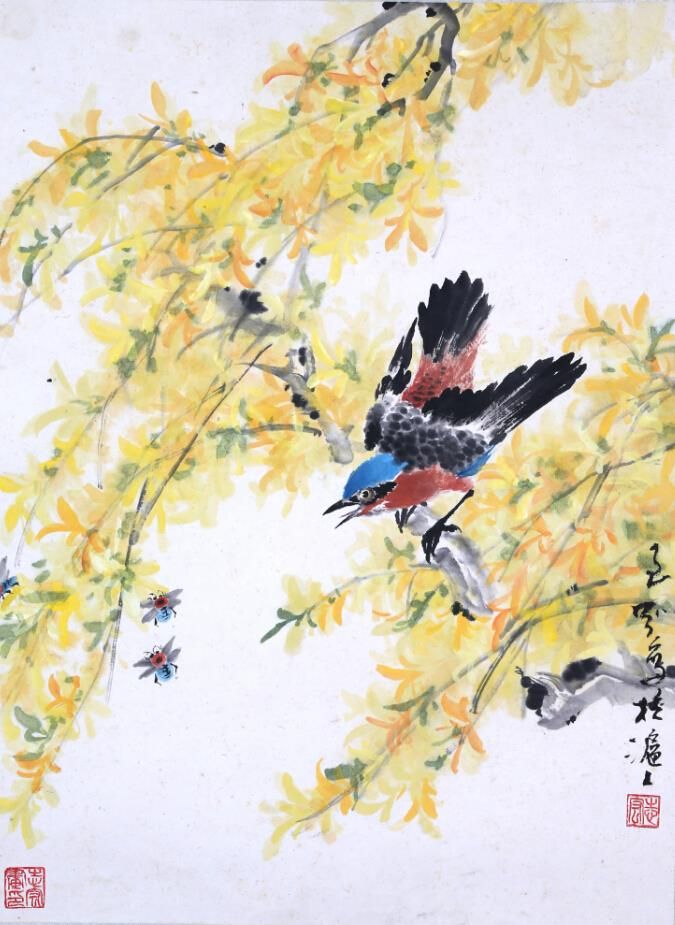 Chen Zhihong Chinesische Kunst - Gemälde von Blumen und Vögeln im traditionellen chinesischen Stil 3