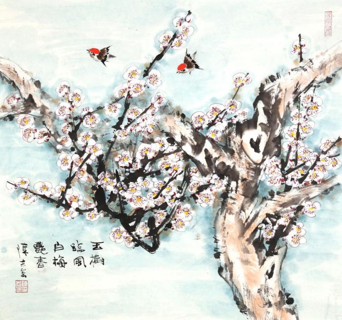 Chen Zhihong Chinesische Kunst - Gemälde von Blumen und Vögeln im traditionellen chinesischen Stil 7
