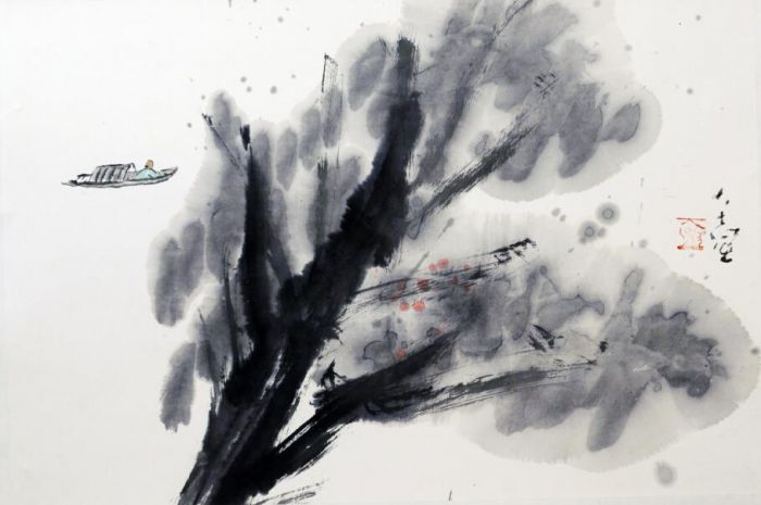 Wu Lintian Chinesische Kunst - Ein Boot kommt zurück