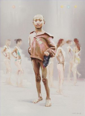 Zeitgenössische Ölmalerei - Szene aus „The Time Leftover Children“.