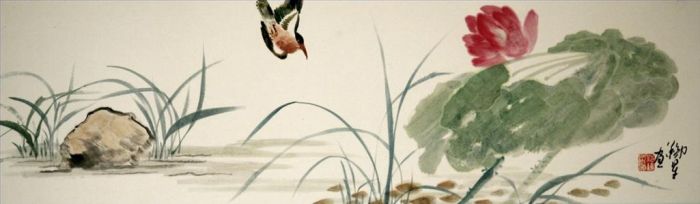 Fan Tiexing Chinesische Kunst - Gemälde von Blumen und Vögeln im traditionellen chinesischen Stil 14
