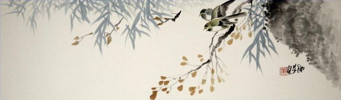 Fan Tiexing Chinesische Kunst - Gemälde von Blumen und Vögeln im traditionellen chinesischen Stil 15