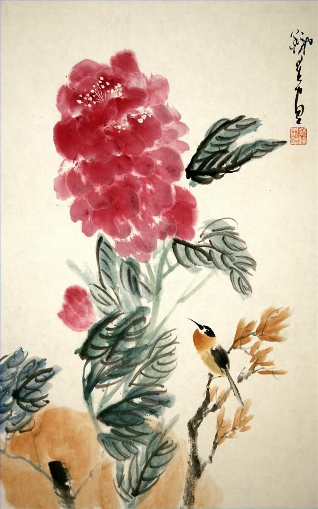 Fan Tiexing Chinesische Kunst - Gemälde von Blumen und Vögeln im traditionellen chinesischen Stil 20