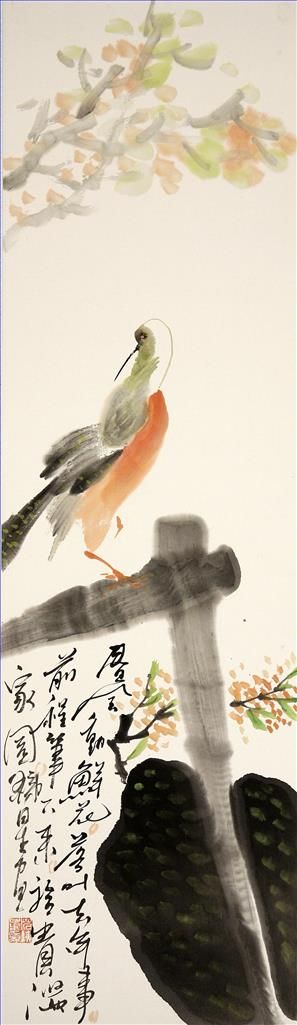 Fan Tiexing Chinesische Kunst - Gemälde von Blumen und Vögeln im traditionellen chinesischen Stil 2