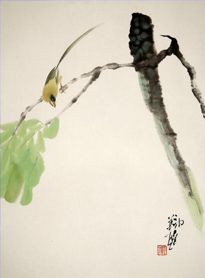 Fan Tiexing Chinesische Kunst - Gemälde von Blumen und Vögeln im traditionellen chinesischen Stil 3