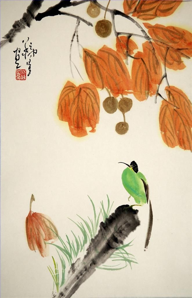 Fan Tiexing Chinesische Kunst - Gemälde von Blumen und Vögeln im traditionellen chinesischen Stil 6