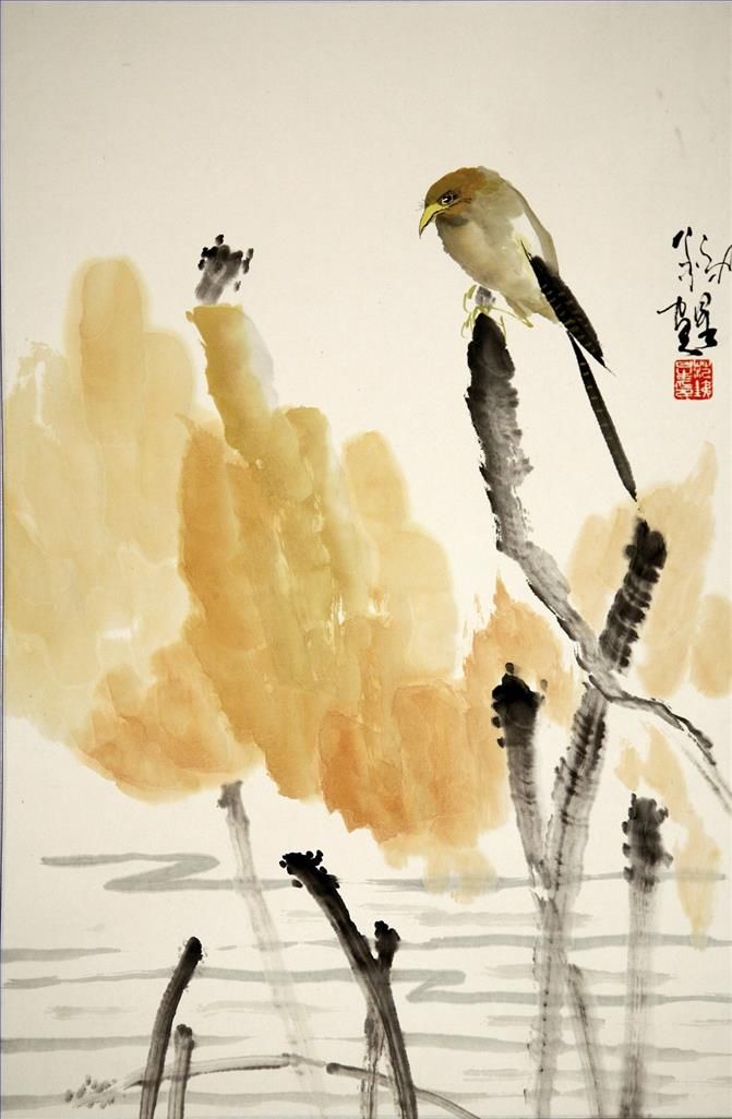 Fan Tiexing Chinesische Kunst - Gemälde von Blumen und Vögeln im traditionellen chinesischen Stil 8