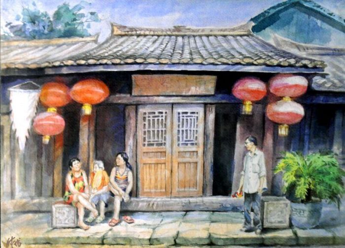 Fu Zilong Chinesische Kunst - Straßenbild in Langzhong