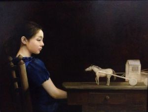 Zeitgenössische Ölmalerei - Meine Träume Serie 9 Warten auf das weiße Pferd