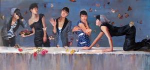 Zeitgenössische Ölmalerei - Die Verführung junger Mädchen