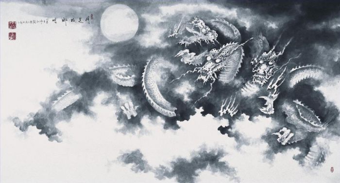 Guan Yaojiu Chinesische Kunst - Das Mondlicht in der Heimatstadt ist heller