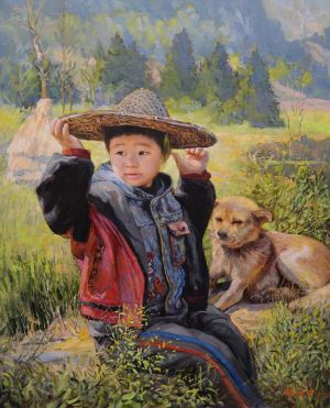 zeitgenössische kunst von Han Peisheng - Ein Kind aus der Bergregion