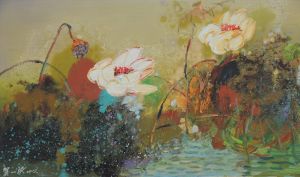 Zeitgenössische Ölmalerei - Lotus 2