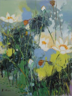 Zeitgenössische Ölmalerei - Lotus 7