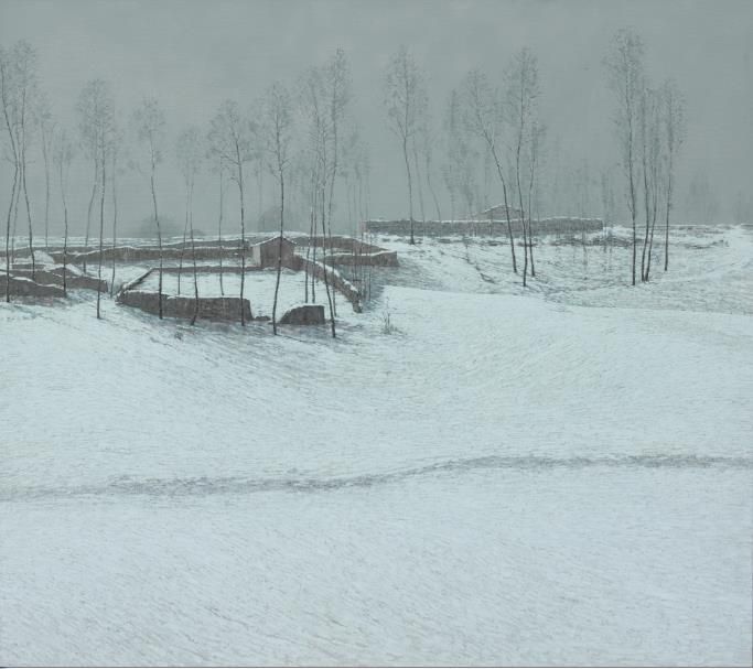 Hou Baochuan Ölgemälde - Das Schmelzen des Schnees