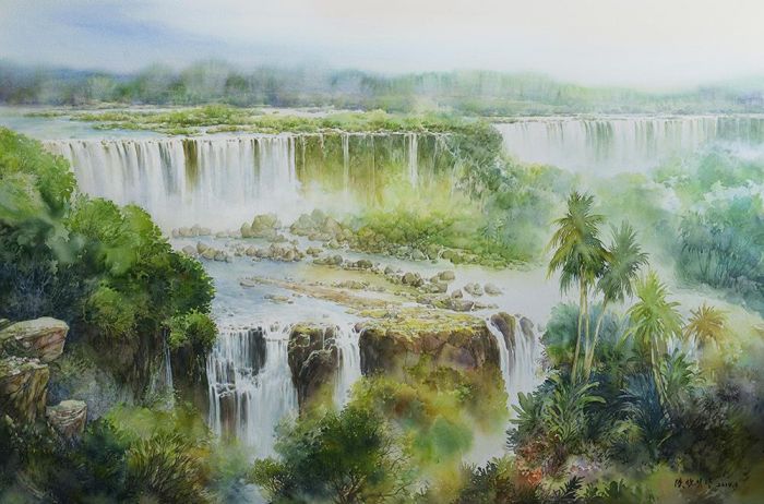 Hou Xiaoming Andere Malerei - Hören Sie sich „Der Wasserfall“ an