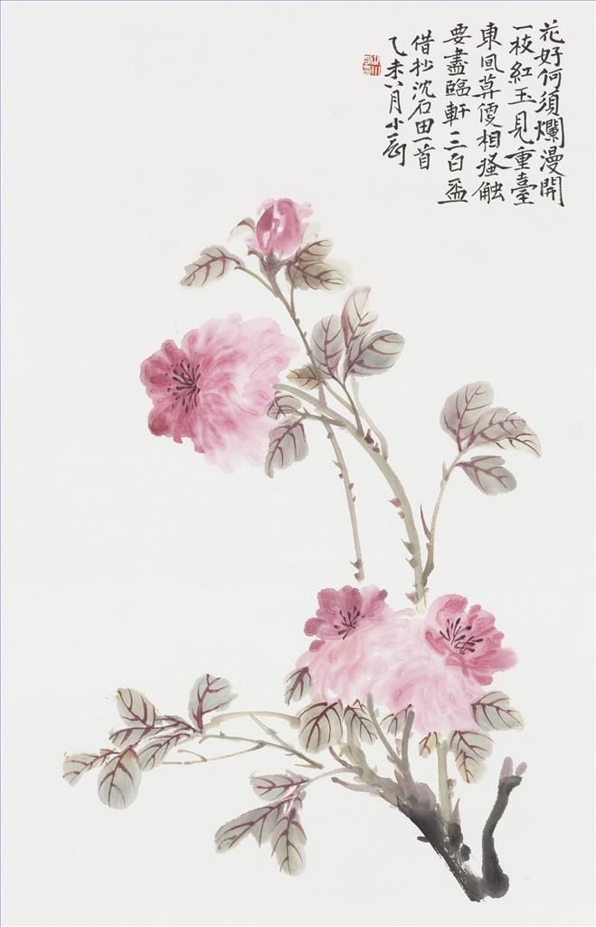 Hu Xiaogang Chinesische Kunst - Gemälde von Blumen und Vögeln im traditionellen chinesischen Stil2