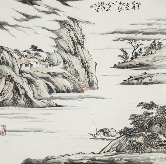 Hu Xiaogang Chinesische Kunst - Das Boot segelt nach Hause