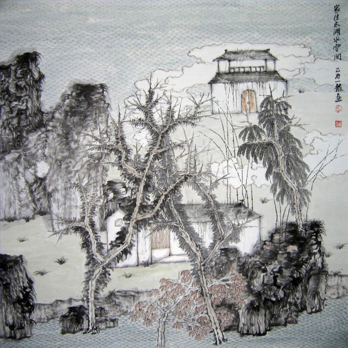 Hu Yilong Chinesische Kunst - Wohnen Sie in der Nähe des Taihu-Sees