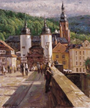 Zeitgenössische Ölmalerei - Universitätsstadt in Heidelberg